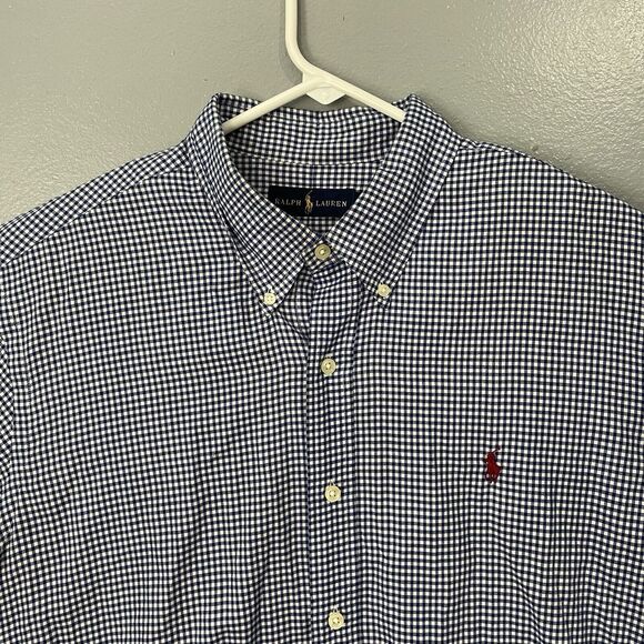 Polo Ralph Lauren Casual Shirt Mens XL XLarge‎ Button Down  Blue Plaid Red Pony - Picture 2 of 12